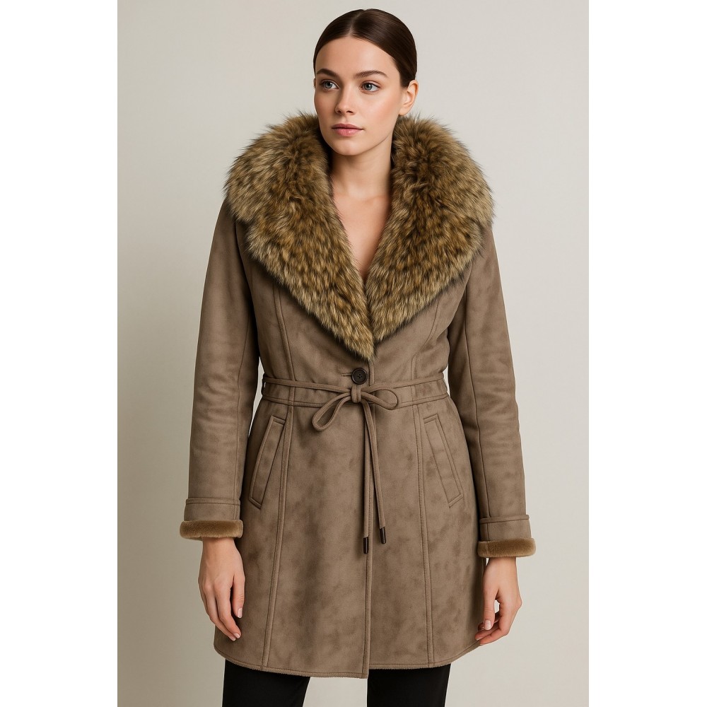 Palton cu guler din blană - Haine-second-hand.ro 144893
